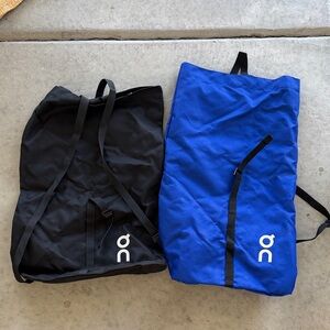 On Running Black and Blue Tote Bags